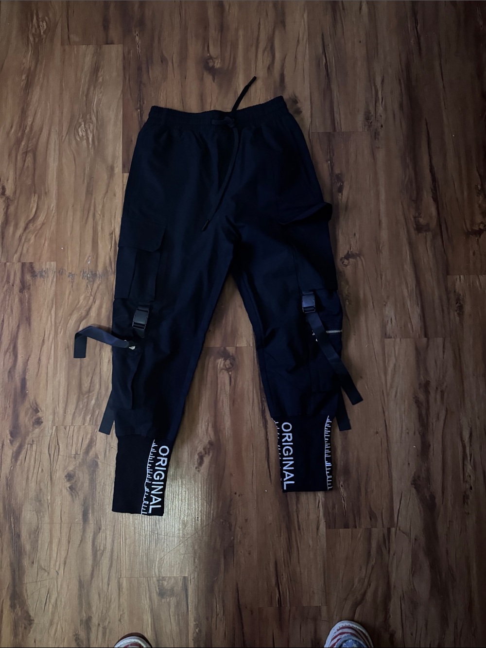 Original Use Black Cargo Jogger Pants with Hem Branding